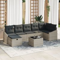 Vidaxl - Garden Sofa Set with Cushion 8 pcs Light grey Poly rattan