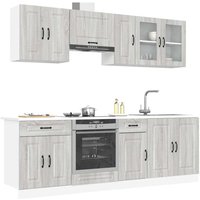 8 Piece Kitchen Cabinet Set Kalmar Grey Sonoma Engineered Wood vidaXL