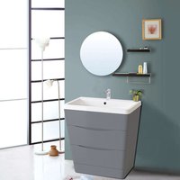 NRG - 800mm Gloss Grey 2 Drawer Floor Standing Bathroom Cabinet Storage Furniture Vanity Sink Unit
