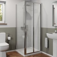 Luxura - 800mm x 800mm Bathroom Bi Fold Shower Door Enclosure Side Panel Framed 6mm Glass