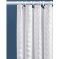 80x180CM Waffle Shower Curtain with Metal Rings Anti-Mold Bathtub Shower Curtain Fabric Heavy Duty Bathroom Curtain for Bathtub Shower Stall,