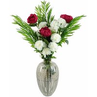 85cm White Carnation Pink Peony and Fern in Glass Vase