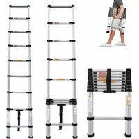 Dayplus - 8.5FT Aluminum Telescoping Collapsible Roof Climbing Ladder Loft EN131 Standard