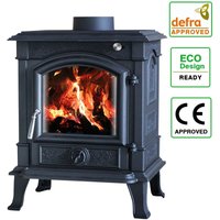 NRG - 8KW Woodburning Stove Cast Iron Log Burner Fireplace Eco Design Dafra Approved Black