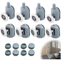8pcs 25mm Shower Door Roller Set, 4 Top, 4 Bottom, Hanging Wheel for mumu Shower Enclosure Accessories