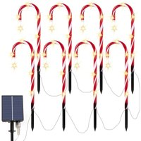 8pcs Christmas Candy Cane Lights Outdoor, led Christmas Candy Cane Lights, Solar Garden Lights, Christmas Party Decorations