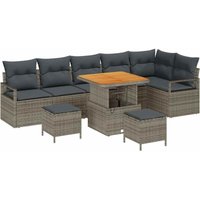 Vidaxl - Garden Sofa Set with Cushion 9 pcs Grey Poly rattan