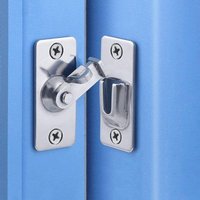 90-degree sliding door latch, right-angle stainless steel, safety angle lock, folding door loop for sliding doors, silver