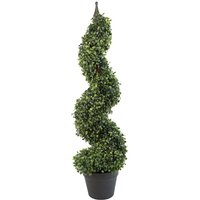 Leaf - 90cm (3ft) Tall Artificial Boxwood Tower Tree Topiary Spiral Metal Top
