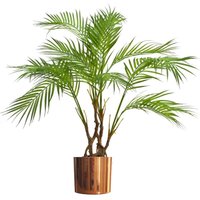 Leaf - 90cm Artificial Areca Palm Plant Twisted Detail Trunk with Copper Metal Plater