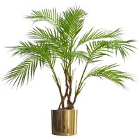 Leaf - 90cm Artificial Areca Palm Plant Twisted Detail Trunk with Gold Metal Planter