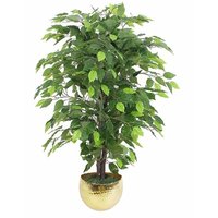 Leaf - 90cm Artificial Ficus Tree / Plant - Gold Metal Planter