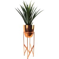 Leaf - 90cm Copper Planter with Artificial Yukka Plant
