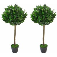 Leaf - 90cm Design uk Pair of Artificial Bay Topiary Ball Trees