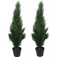 Leaf - 90cm Pair of Artificial Cedar Cypress Topiary uv Resistant