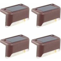 A pack of 4 solar deck lights (Cool White Light), waterproof LED ceiling lights, solar lights for outdoor patio, stairs, garden paths, steps, and