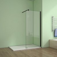 700x1850mm Black Walk In Wet room Shower Enclosure Easyclean Glass - Acezanble