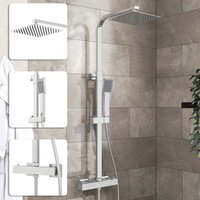 Acezanble - 20cm Square Chrome Bathroom Thermostatic Mixer Shower Set With Shower Head