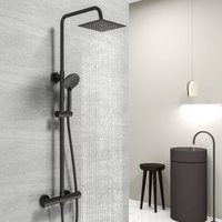 Acezanble - 3-spray pattern Wall-mounted Square Matte Black Thermostatic Shower kit