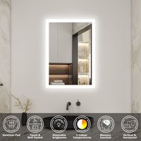 Acezanble - Bathroom Mirror with 3 Colour led Lights, 1000x600mm Dimmable Illuminated Wall Mirror with Desmister, Touch, Brightness Memory,