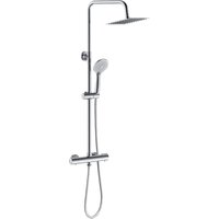 Acezanble Bathroom Thermostatic Mixer Shower Chrome Square Twin Head kit