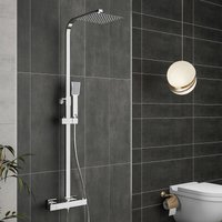 Acezanble - Bathroom Thermostatic Mixer Shower Set All Square Chrome Twin Head Exposed Valve