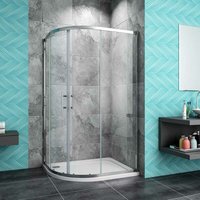 1200 x 800 mm offset Quadrant Shower Enclosure 6mm Easy Clean Sliding Glass Cubicle Door with Left Entry Tray + Waste - Acezanble