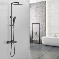 Acezanble - Thermostatic Mixer Shower Square Cool Touch Matte Black Twin Head Set