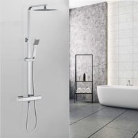 Acezanble - Thermostatic Mixer Shower Set Square Cool Touch Chrome Twin Head