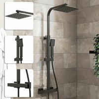 Acezanble - Thermostatic Mixer Shower Square Black With Dual Head Rainfall Head Handset Bathroom