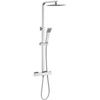 Acezanble - Thermostatic Square Exposed Mixer Shower Set Chrome Twin Head