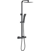 Acezanble - Thermostatic Square Exposed Mixer Shower Set Matte Black Twin Head