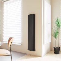 Acezanble - Vertical Oval Column Radiator Central Heating Rad 1600x354mm Double Black