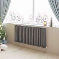 Acezanble - Horizontal Oval Column Radiator Central Heating Rad 600x1180mm Single Anthracite