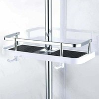 Adjustable Wall-Mounted Shower Caddy, Bathroom Kitchen Storage Basket, Attaches to Pipe, Rust-Resistant Metal Shower Caddy, Practical Wall-Mounted