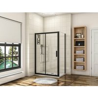 Aica 1100mm Sliding Shower Door Black Frame Shower Enclosures + 900mm Side Panel