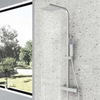 Aica Bathroom Mixer Shower Thermostatic Dual Head Square Rainfall Handset Chrome