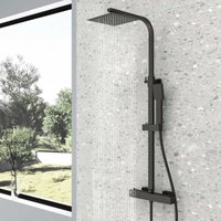Aica Bathroom Mixer Shower Thermostatic Dual Head Square Rainfall Handset Matte Black