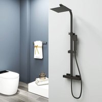 Aica Sanitaire - aica Bathroom Thermostatic Exposed Valve Twin Head Mixer Shower Set Square