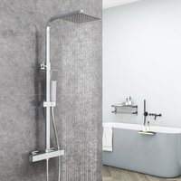 Aica Sanitaire - aica Bathroom Thermostatic Mixer Shower Set Chrome Large Square Bar Exposed Valve