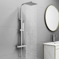 AICA Bathroom Thermostatic Mixer Shower Twin Head Set Square Chorme