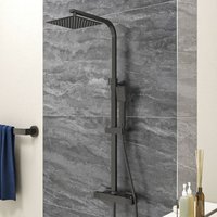 Aica Sanitaire - aica Black Mixer Shower Set Square Bathroom Exposed Valve Thermostatic Bar Set
