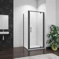 Aica Sanitaire - Aica Matt Black Frame 800x1850mm Pivot Shower Door + 900x1850mm Side Panel