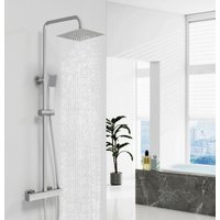 AICA Modern Square Exposed 2 Way Thermostatic Mixer Shower Set Dual Head