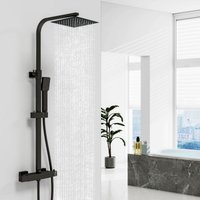 AICA Square Matte Black Exposed Thermostatic Mixer Shower Set With Shower Head