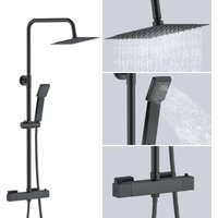 AICA Square Mixer Shower Bathroom Thermostatic Dual Head Set