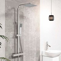 Aica Square Thermostatic Twin Head Chrome Mixer Shower Set