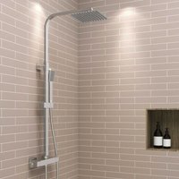 Aica Sanitaire - aica Thermostatic Chrome Mixer Shower Dual Head Rainfall Head Handset Bathroom