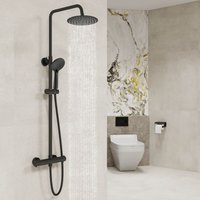 AICA Thermostatic Dual Head Mixer Shower Set Round Bar Exposed Valve
