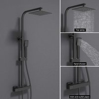 Aica Sanitaire - aica Thermostatic Mixer Shower Set Chrome Square With Dual Hand Exposed Valve